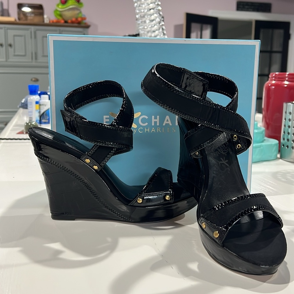 Exchange By Charles David Like New Wedges Size 8 - image 1
